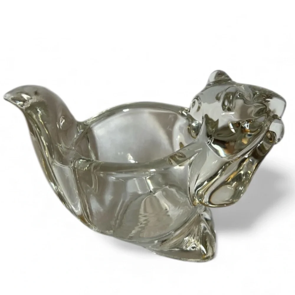Avon clear glass squirrel votive candle holder